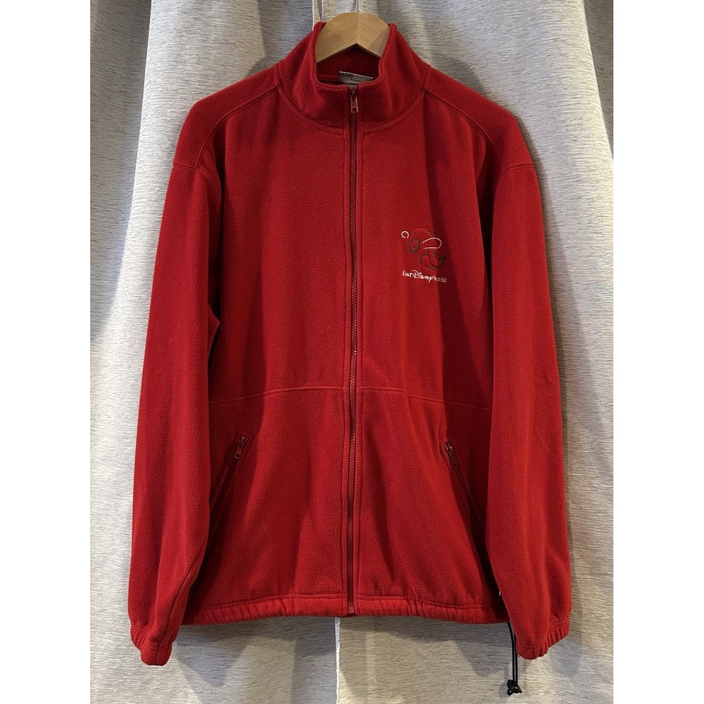 DISNEY PARKS WALT DISNEY WORLD FLEECE JACKET RED MICKEY MOUSE WOMENS MEDIUM